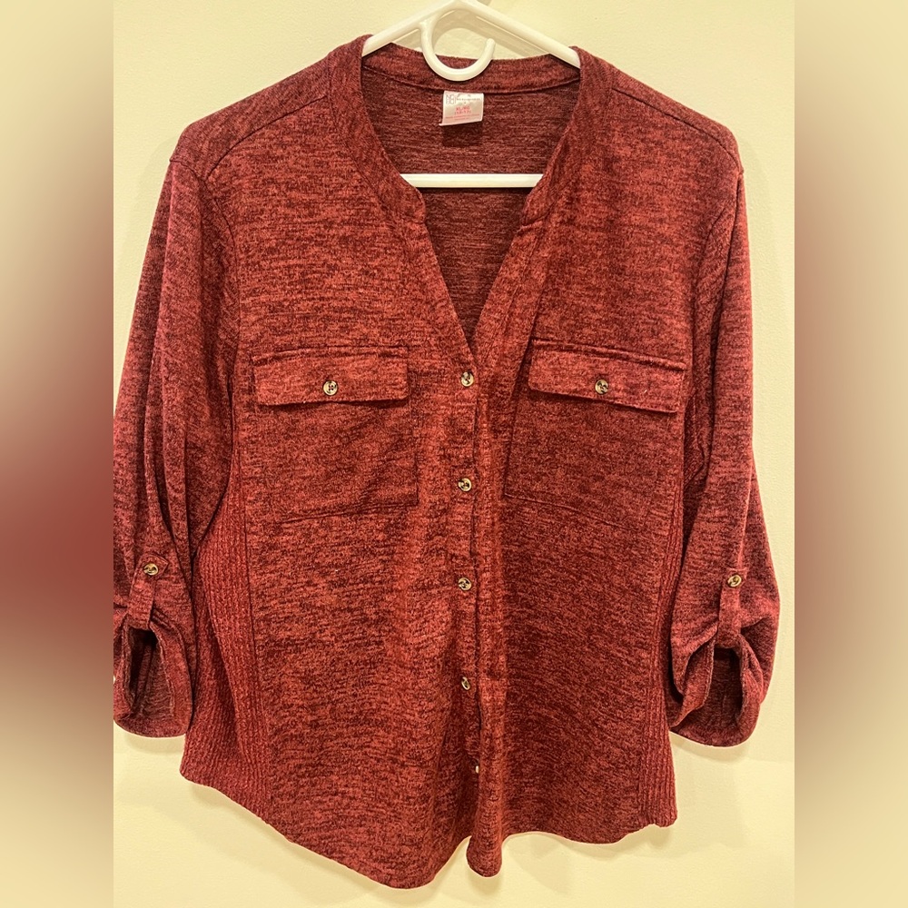 No Boundaries Maroon Button-Down Shirt